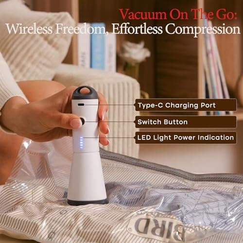 Vacbird Vacuum Storage Bags, Wireless Electric Pump Space Saver Bags for Travel and Home, 15 Pack — view 3