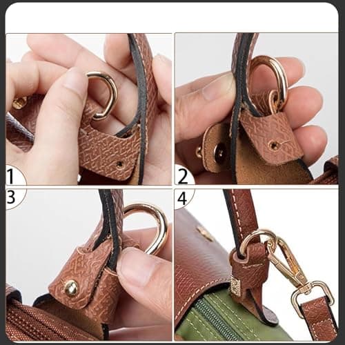 YUNYU No-Punch Leather Crossbody Strap for Mini Bags, 1.2cm Wide, 100-120cm Adjustable Length, with 2 Adapters — view 5