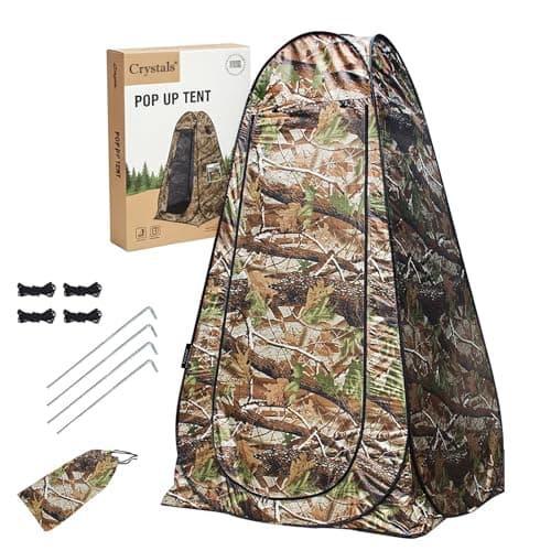 Crystals Pop Up Tent, Privacy Camping Toilet Tent Waterproof Anti-UV for Outdoor Fishing Beach Shower Toilet with Carrying Zippered Bag, Instant Quick Setup, Camouflage