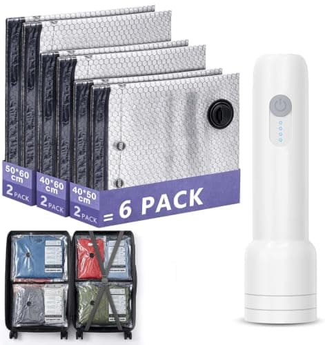 OQIMAX Vacuum Storage Bags with Rechargeable Pump, 6-Pack Space Saver Bags