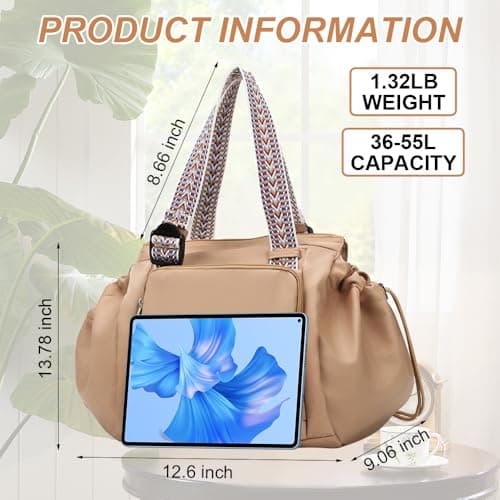 Multifunctional Expandable Travel Tote Bag - 3-in-1 Extra Large Stylish Backpack, Shoulder Bag for Travel, Beach, & Work, Blue, 32cm x 23cm x 35cm / 12.60inch x 9.06inch x 13.78inch — view 6