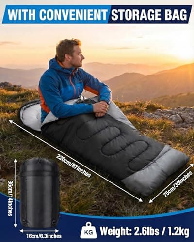 Warm Compact Sleeping Bag for Camping & Backpacking, 4 Season Lightweight Sleeping Bag for Adults and Teens — view 4