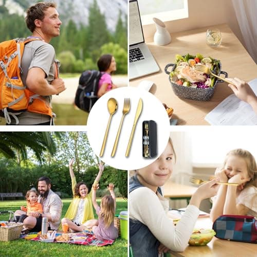 YUDANSI Stainless Steel Camping Cutlery Sets, 3pc Travel Cutlery Set — view 3