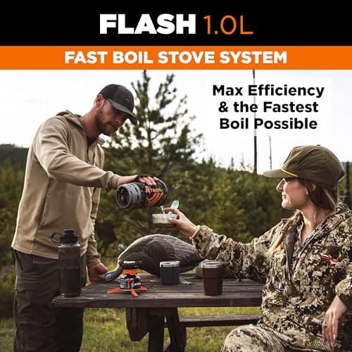 Jetboil Flash Portable Stove 1L Quick Boil Camping Hiking Stove with 1 Step Auto Ignition, Propane/Isobutane Burner with Cooking Cup, Dark Camouflage — view 2