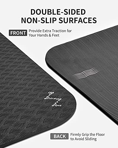 CAMBIVO Extra Wide Yoga Mat for Hardwood Floors & Home HIIT - 81cm Large TPE Exercise Mat with High-Density Cushioning for Sensitive Joints - Non-Slip Fitness Mat for Pilates (Carry Strap Included) — view 3
