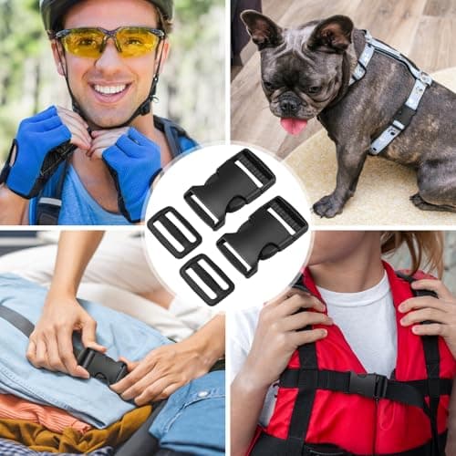 Lunhoo Plastic Buckle Clips, Side Release Buckles & Tri-Glide Sliders, 25mm/1" Belt Clip, Webbing Buckle for Rucksack, Outdoor Backpack, Hat, Luggage Fastening, Pet Harness/Lead, 6 Sets — view 5