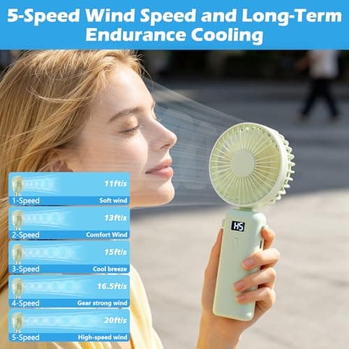 VZZNN 12 Pack Mini Portable Handheld Fan Bulk Small Cooling Fans High 5-Speed Rechargeable Fan For Travel, Office, Eyelash Drying, Lightweight, For Beach, Camping, Indoor Outdoor Use (4 Colors — view 4