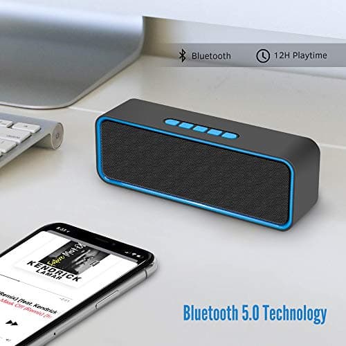 Kolaura Portable Wireless Speaker, Bluetooth 5.0 Speaker with 3D Stereo HiFi Bass, 1500mAh Battery, 12 Hour Playtime (Blue) — view 3