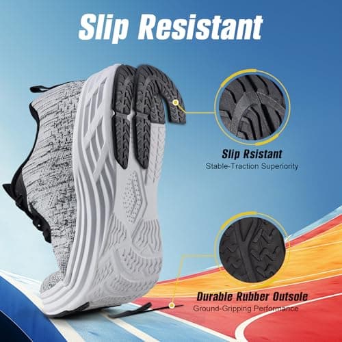 Rollstep Wide Toe Box Shoes Women Sneakers Extra Wide Width Arch Support Non-Slip Tennis Athletic Ultralight Running Shoes for Women Walking Diabetic Plantar Fasciitis Footwear 6-12, Black Grey, 5 UK — view 4