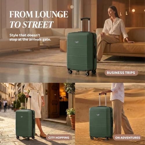 LUGG 24 Inch Jetset Suitcase Hard Shell Case 4 Wheel Travel Bag Lightweight ABS Material with TSA Lock Approved for Travel with easyJet, British Airways, RyanAir, Virgin Atlantic (65x44x25.5cm) — view 4