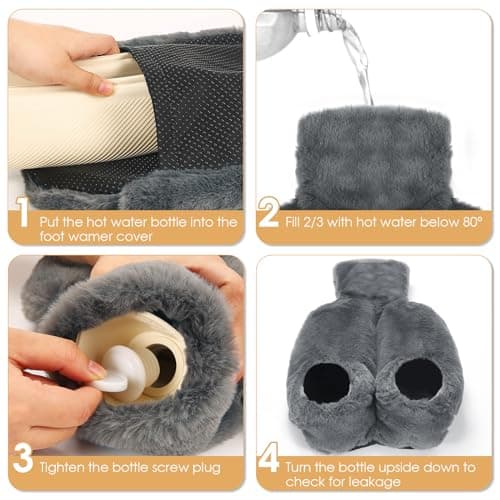 Foot Warmer,2L Heated Feet Warmer with Removeable & Washable Plush Cover Warm in Winter for Feet Pain Relief,Women and Men,Non Electric Heated Foot Warmers for Home,Office,Size 35 to 45 (with Heel) — view 3