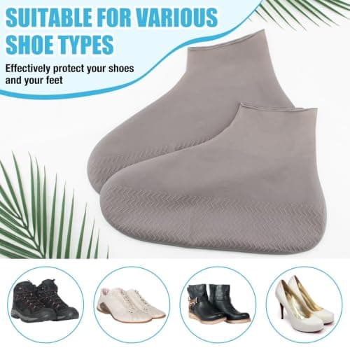 ZOCONE 2 Pairs Grey Silicone Shoe Covers Waterproof for Men Women — view 5