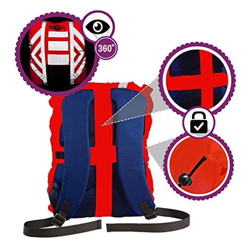 BTR Backpack Cover 100% Waterproof & High Visibility. High Viz Rucksack Cover With Reflective Tape. Large. Red — view 5