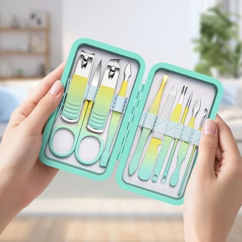 UNUSVERUM Manicure Set 10PCS Professional Nail Care Kit, Stainless Steel Pedicure Care Tools with Travel Case, Nail Clipper Set Gift for Women Wife Parents — view 4