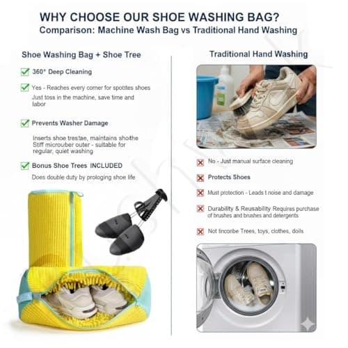 Rushwak Shoe Washing Machine Bag Laundry Shoes Bag for Washer and Dryer Reusable and Durable Zipper Plush Washing Machine Bags for Sneakers, Running Shoes, Sock and Toys — view 6