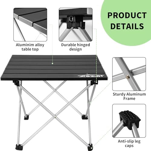 AKOZLIN Portable Camping Table, Folding Aluminium Table with Carry Bag — view 3
