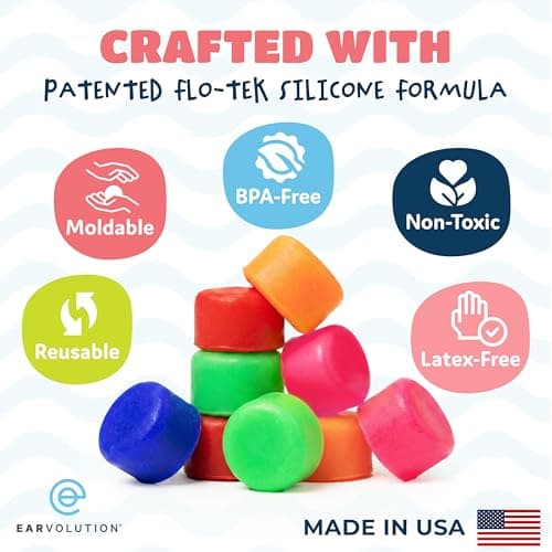 Earvolution Floating Putty Buddies Ear Plugs for Swimming - Invented by an Ear Physician - Moldable, Premium, Silicone - Floats on Water - Waterproof - Made in The USA - 3 Pack - Hot Pink — view 4