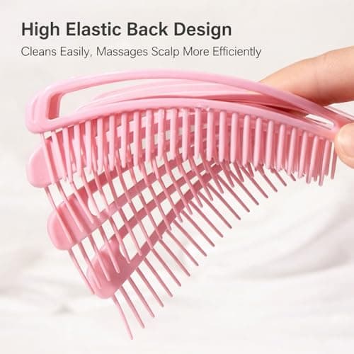 Detangling Hair Brush Set, Curved Vent Brush, Flexible Teeth, Pink 2-Pack — view 6