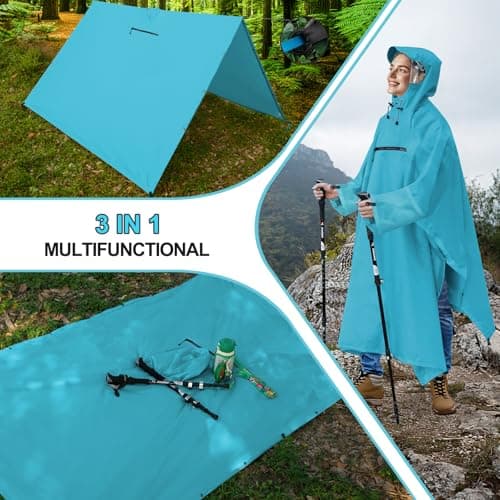 Andake Rain Poncho Waterproof Adult, Lightweight Reusable Raincoat Women Men Unisex with Hood for Hiking, Camping, Outdoor Activities — view 6