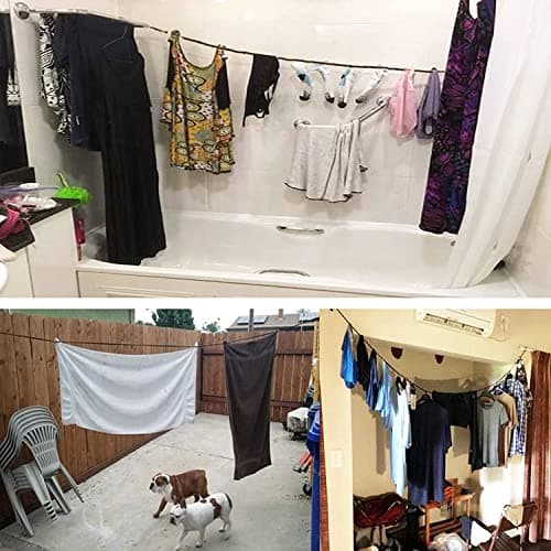 AUXPhome Tri-Braided Cord Clothes Line, Drying Rope Portable Travel Clothesline for Indoor Outdoor Laundry, Windproof Hanger Camping & Home Use - No hook needed — view 5