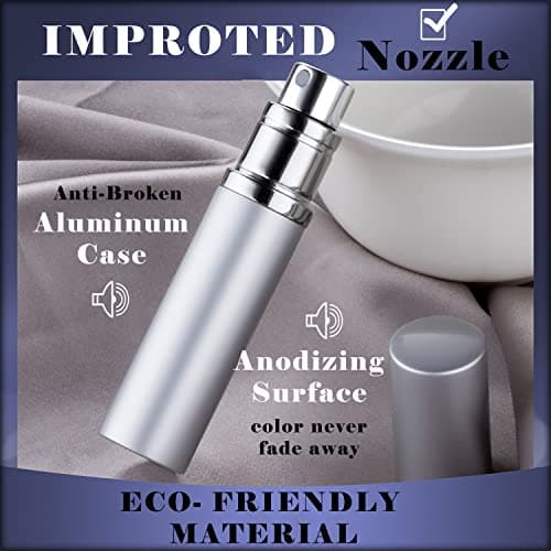 Travelofo Mini Perfume Bottles, Refillable Spray, 5ml Leak-Proof Atomiser for Travel, Luxury Gift for Men & Women (Grey) — view 3