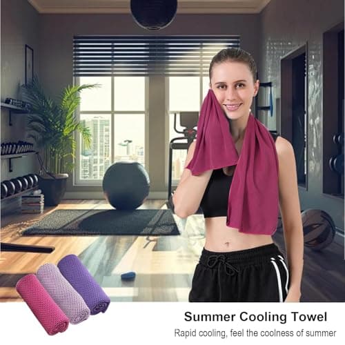 Gym Towels, 3 Pack Cooling Towel Soft Microfiber with Portable Silicone Sleeves, Breathable Instant Towels, Microfiber Soft Quick Dry Gym Towel for Sport Camping Swim Fitness(30 x 90cm, 3 Colors) — view 5