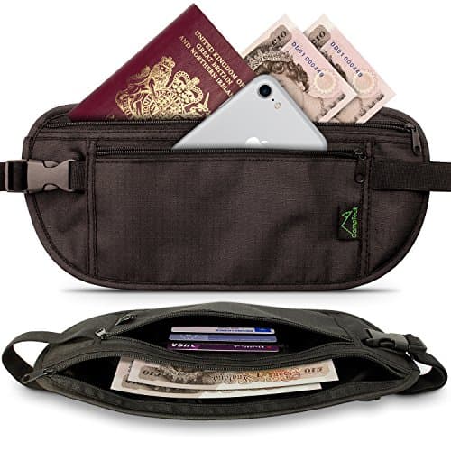 CampTeck U6680 RFID Faraday Signal Blocking Hidden Money Belt Travel Pouch Wallet for Cash, Passport, Debit & Credit Cards, Smartphone etc – Black — view 5