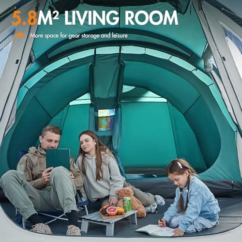 Portal Luxury 5 Man Tent 3000mm Waterproof Large Family Tent with Living Area 4-5 Persons Camping Tall Standing up Height with Fully Sewn-in Groundsheet Extendable Awning Canopy Tunnel 4 Season — view 3