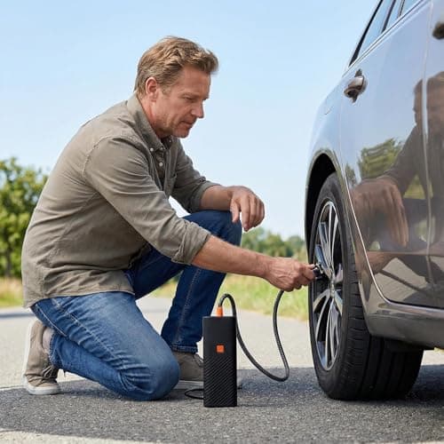 Car Tire Pump, Portable And Compact Design, 1 Set, Motorcycle Wheel Air Pump, Outdoor Tire Inflation Tool, Multi-Vehicle Compatibility, For Bikes, Motorcycles — view 3