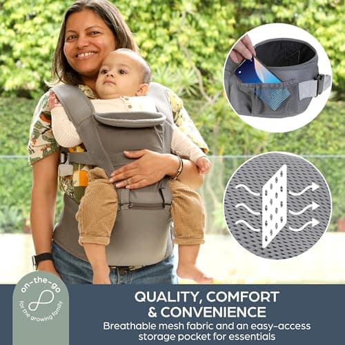 Dreambaby Elevate 6-in-1 Baby Carrier and Hip Seat for Newborn to Toddler up to 18kg - Front, Inward & Backpack Positions, Infant Support with Cushioned Hip Seat and Adjustable Waist Strap — view 5