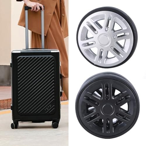 FACAILUO 8Pcs Luggage Replacement Wheels, 60mm Double, Plastic, Silver, Suitable for All Wheeled Suitcases, Easy Installation, 360 Degree Rotation — view 3