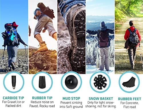 Trekology TrekZ Cork Handle Hiking Sticks Walking Poles Women Hill Walking Sticks Nordic Sticks Hiking for Men Trekking Poles for Women Collapsible Walking Poles Sticks for Seniors — view 6