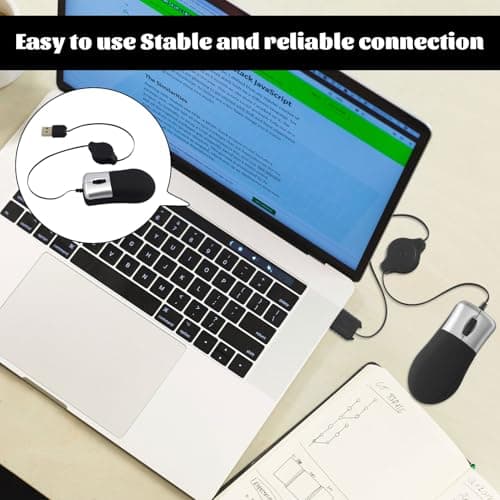 Lilyphon Mini Mouse, Small Mouse, Travel Mouse with Retractable Cable, Mini Mouse for Laptop for Business Trips and Mobile Office Work — view 4