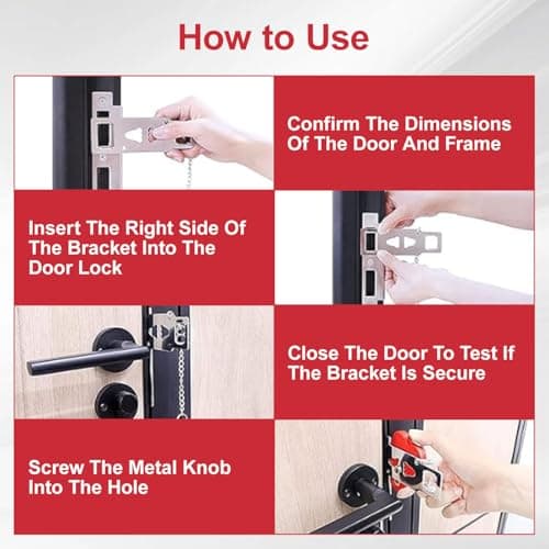 Portable Door Lock with 120dB Alarm, Heavy Duty Adjustable Door Jammer Stopper and Security Brace for Travel, Hotel and Home Apartment Use（Battery Not Included） — view 5