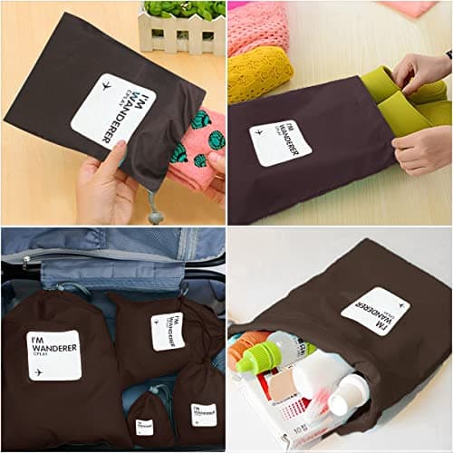SamHeng Drawstring Waterproof Bags, 4 in 1 Nylon Folding String Sport Backpack, Portable Travel Storage Bags Clothing Shoes Organiser Dirty Sack Bag for Sports School Beach Holidays Swimming Travel — view 6