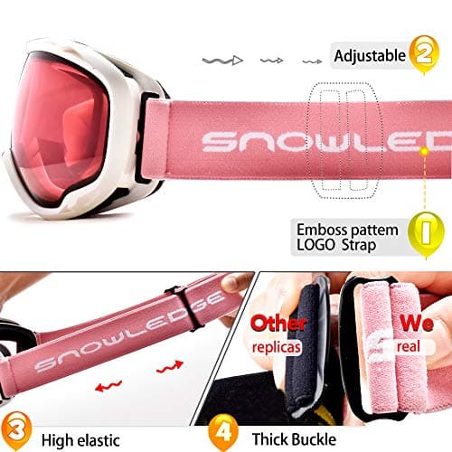 Snowledge Ski Snowboard Goggles with UV400 Protection, Skiing Snowboarding Goggles of Dual Lens with Anti Fog for Men, Women,Helmet Compatible — view 3