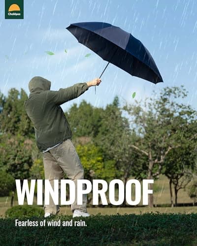 Chakipee Umbrella Windproof Strong Blue Automatic Travel Compact Large Folding Umbrellas for Wind and Rain Resistant - Portable 210T Fabric - 10 Ribs Durable For Mens Women Umbrella — view 2
