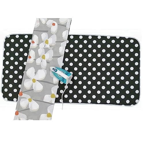 Gr8 Home Extra Large Polka Dot Ironing Board Cover For Table Top Travel Mat Pad Portable Folding Foldable Blanket Holiday Caravan Black White Spots Dots 140cm x 70cm — view 2