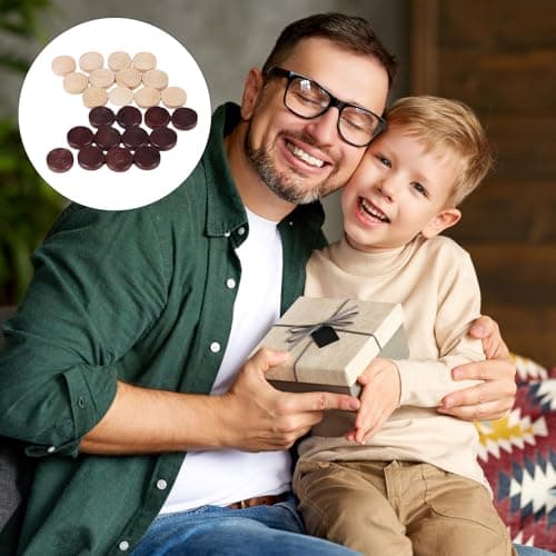24 Pcs Draughts Board Game,Draughts Pieces,Wooden Checkers,Draughts Set,Durable Backgammon Chess,Quality Stackable Draught Pieces Replacement for Adults Kids Boardgames Learning Travel Camping Games — view 6