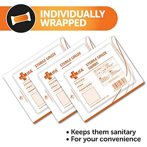 JFA Medical Premium Sterile Gauze Swabs 5cm x 5cm - Pack of 100 — view 3