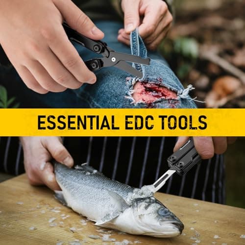 BIBURY Multitools, Keychain EDC Gadgets, Foldable Scissors, Black BI2052AB — view 4