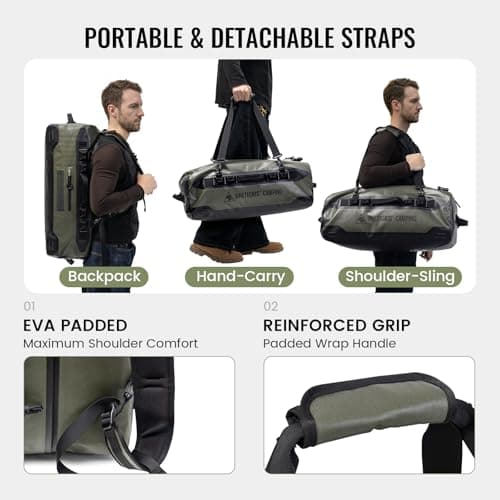 ONETIGRIS CAMPING DryForce 50L Waterproof Duffel Bag, Heavy Duty TPU Dry Bag Backpack with Airtight Zipper, Wide Opening Water Proof Bags for Travel, Motorcycle, Camping, Fishing & Boating — view 6