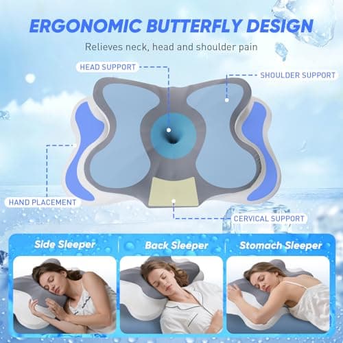 Veladia Orthopaedic Pillow for Neck Pain, Ergonomic Cervical Memory Foam Pillow for Side and Back Sleepers,Butterfly Contour Neck Support Pillow for Sleeping — view 3
