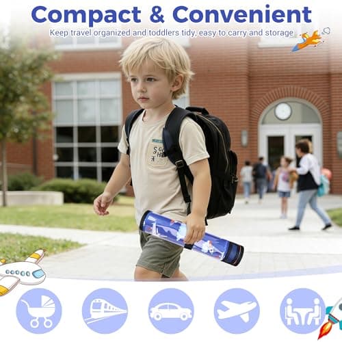 Airplane Tray Table Cover, Foldable Travel Tray Cover for Toddlers 1-3, Universal Fit for Airplane, Car Seat, High Chair, Machine Washable, Portable (Blue) — view 4
