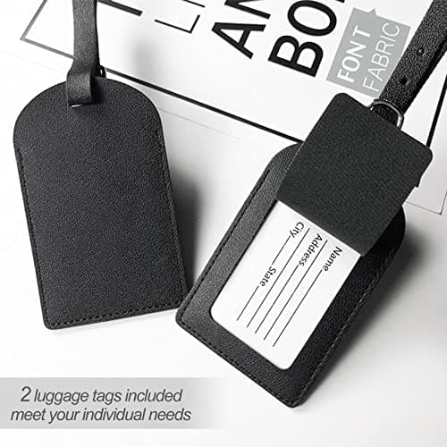 Redamancy Leather Baggage Labels, Pack of 2 Travel Bag Labels, Luggage Tags with Address Name Tag, Suitcase Tags for Preventing Loss of Bags and Suitcases(Black) — view 6