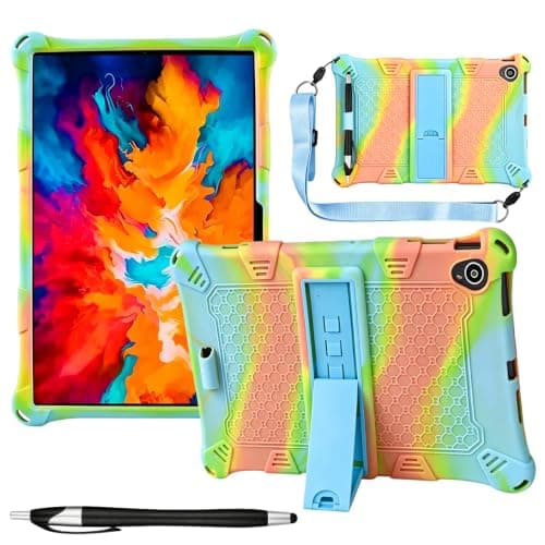 10.1 Inch Tablet Case Kids Hybrid Case with Pen Shoulder Strap,Blue