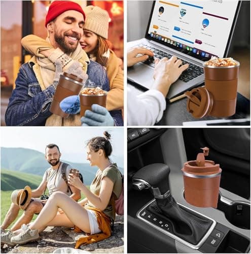 Eastrise Travel Mug,Insulated Coffee Cup with Leakproof Lid,Reusable Travel Coffee Mug,Stainless Steel Coffee Cup for Hot or Cold Drinks(Brown/18oz) — view 6