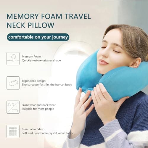 FEUFOAM Travel Pillow Adjustable Memory Foam Comfort Neck Support Pillow for Sleeping Traveling — view 2