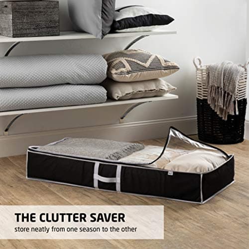 Premium Underbed Storage Bag (2-Pack) Clothes Storage Boxes with Zips, Storage Bags for bedding, King Size Duvet, Linen, Pillow, Shoe - Non-Woven Under Bed Storage Box Organiser for Clothes — view 3