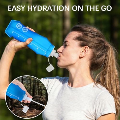 Euqvunn 2PCS Collapsible Water Bottle - BPA- free TPU, Reusable Soft Flask 250ML - Dust and Leak Proof for Hydration Vest, Outdoor Running, Hiking, Camping, Cycling, Travel — view 5